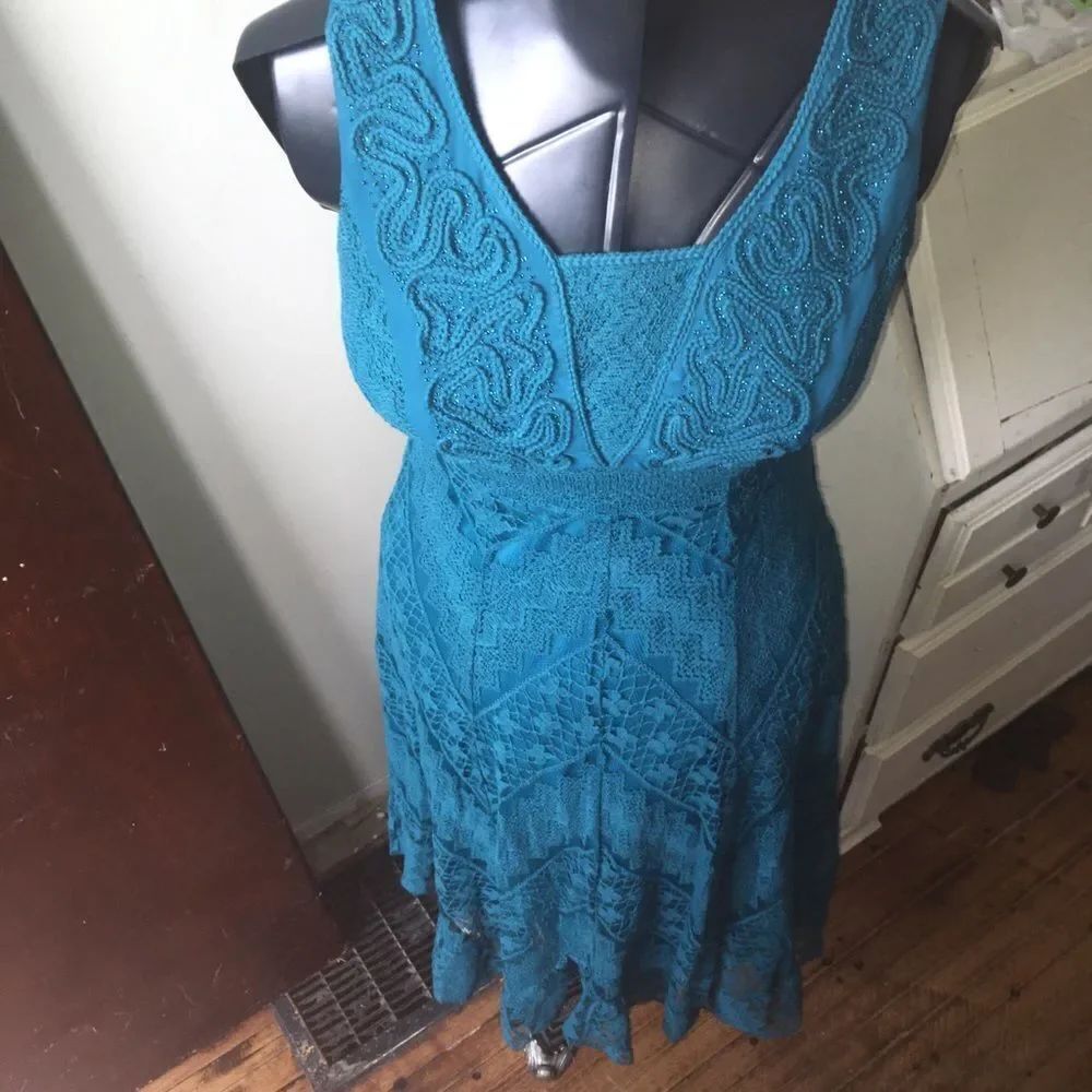 Reba Regency Bridgerton romantic turquoise sleeveless S dress